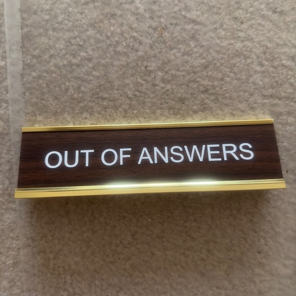 Office | New Out Of Answers Desk Name Plate Gold And Brown | Poshmark